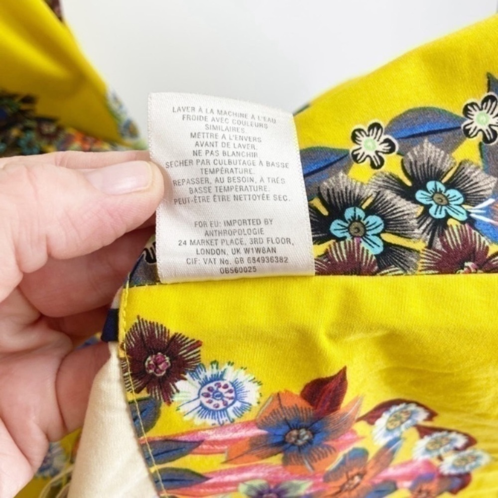 Anthropologie Maeve Yellow Floral Sleeveless Sunniva A-Line Dress - Picture 7 of 13